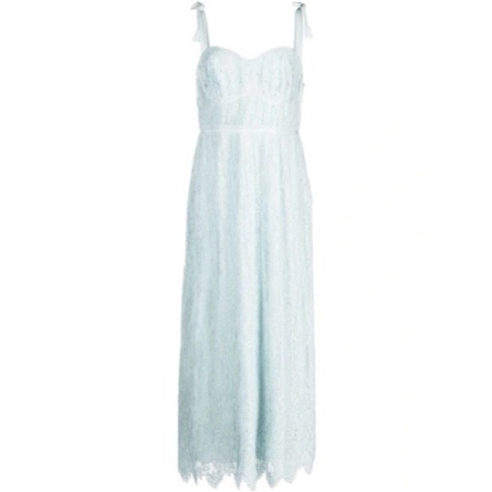 Jonathan Simkhai NWT Bonnie Lace Tie Strap Bustier Midi Dress in Tide - Picture 4 of 4